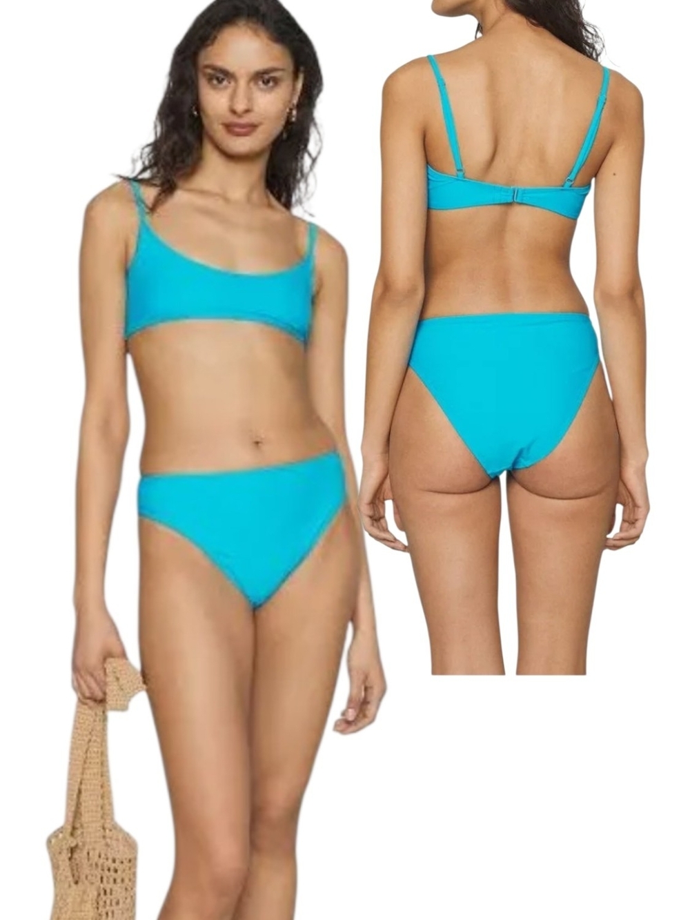 NWT Good American Sz 8/5XL Scoop Neck Bikini Top & Good Waist Cheeky Bottom Set